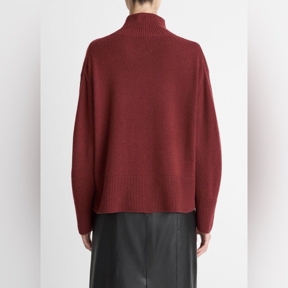 Vince Cashmere Donegal Side Slit Pullover Turtleneck Sweater Hunter Green Sz XL - Picture 14 of 15